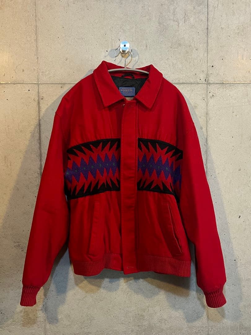 USA製 Pendleton ウールジャケット XL VTG RARE MADE IN USA PENDLETON WOOL WITH LEATHER SLEEVES FULL ZIPP