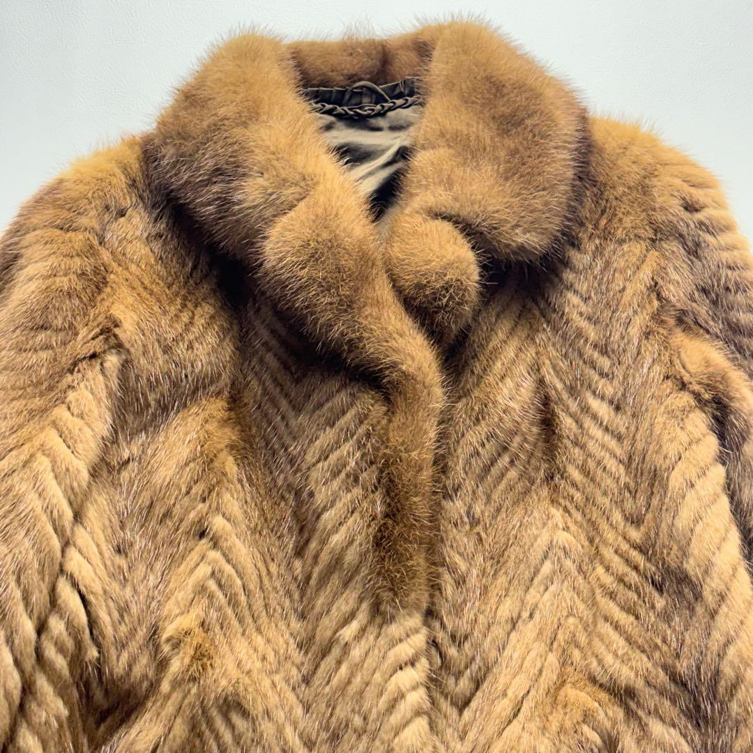 デミバフミンク 高級毛皮コート リアルファーコート ハーフ丈