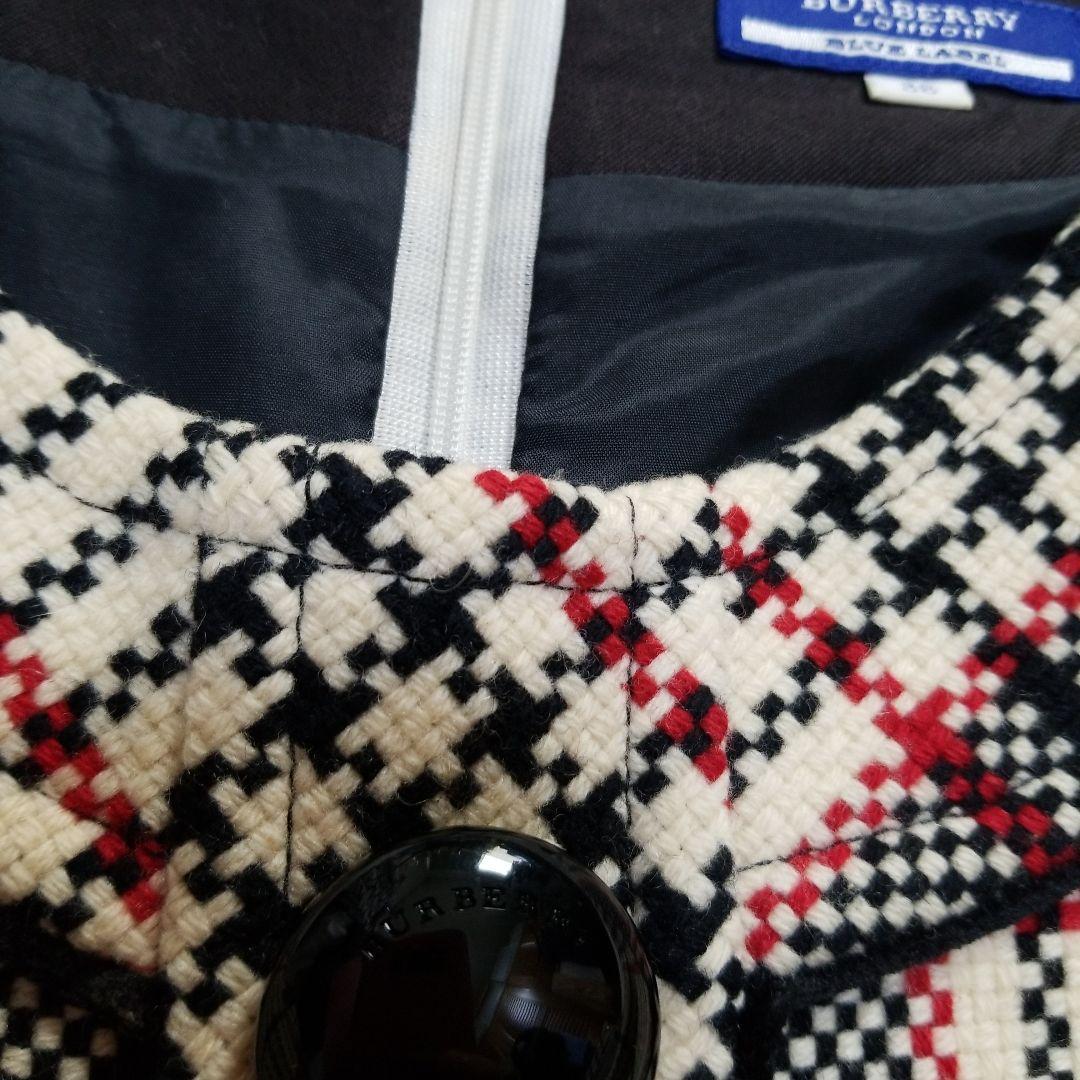 バーバリーブルーレーベル ツイードワンピース ミニ チェック 38 M