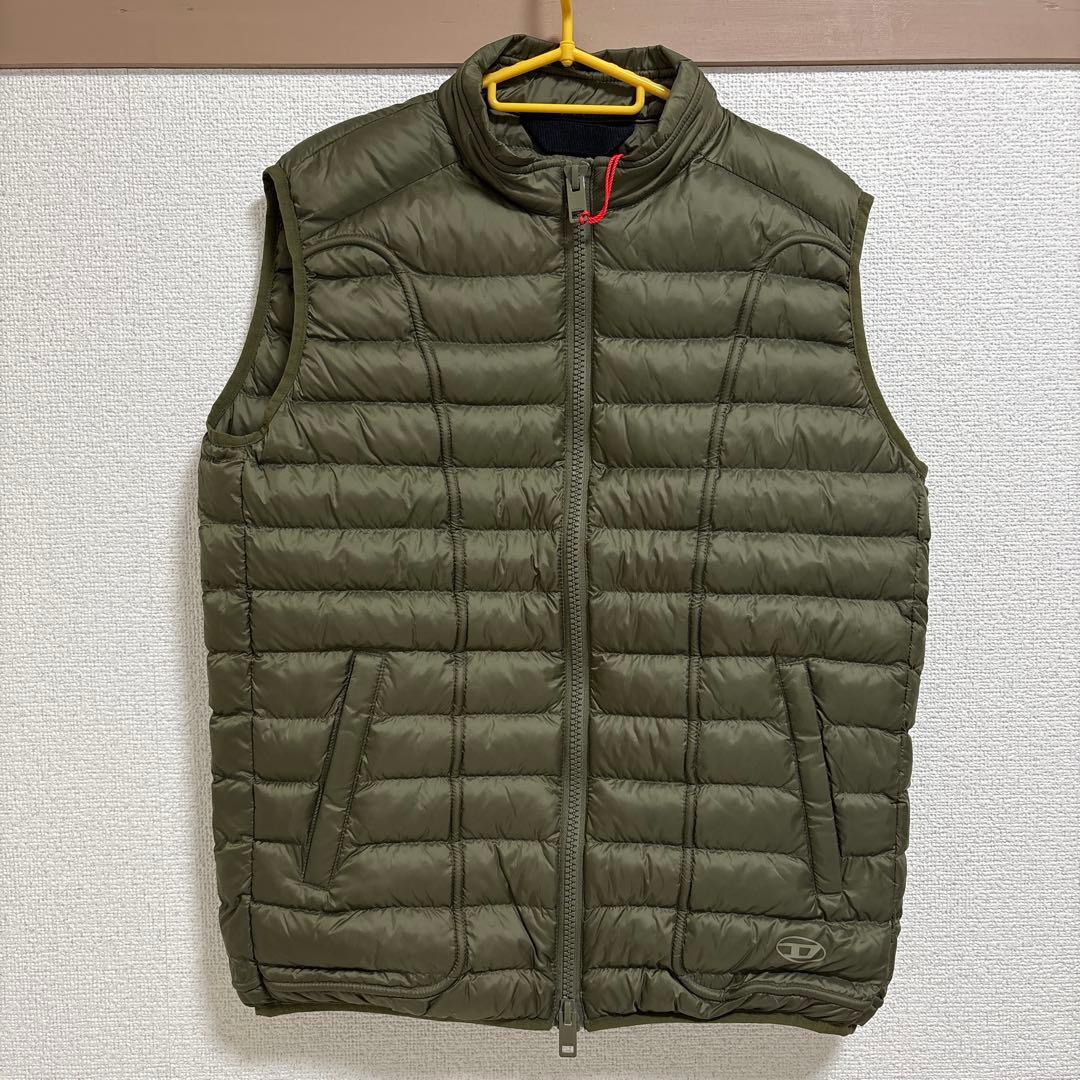 DIESEL キルティングダウンベスト オリーブ　48サイズM相当 DIESEL(ディーゼル) ダウンベストA09520 A09520 黄緑 サイズ M｜【公式