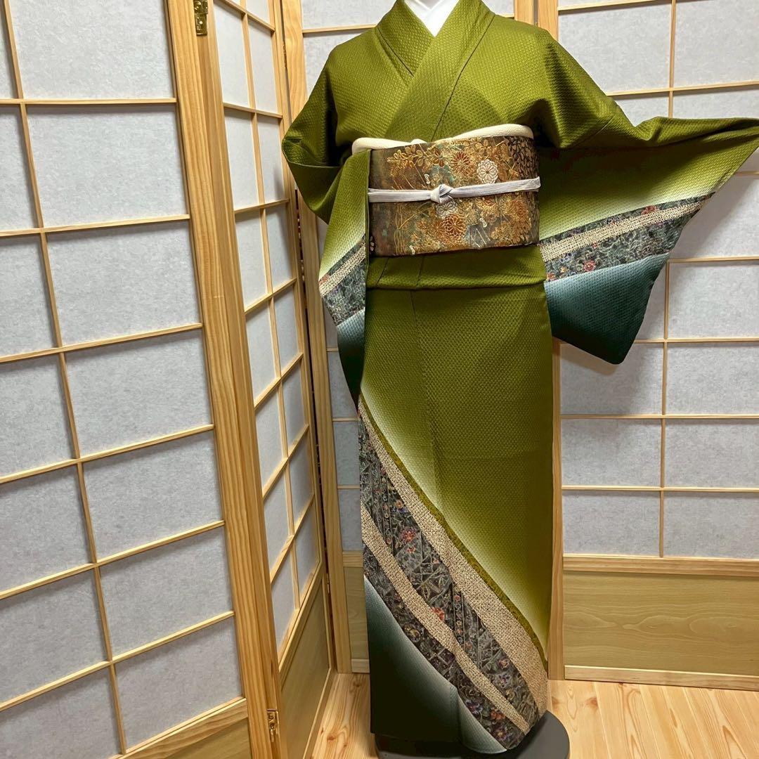 TUBAKIAN 兵児帯 ベージュの葉模様