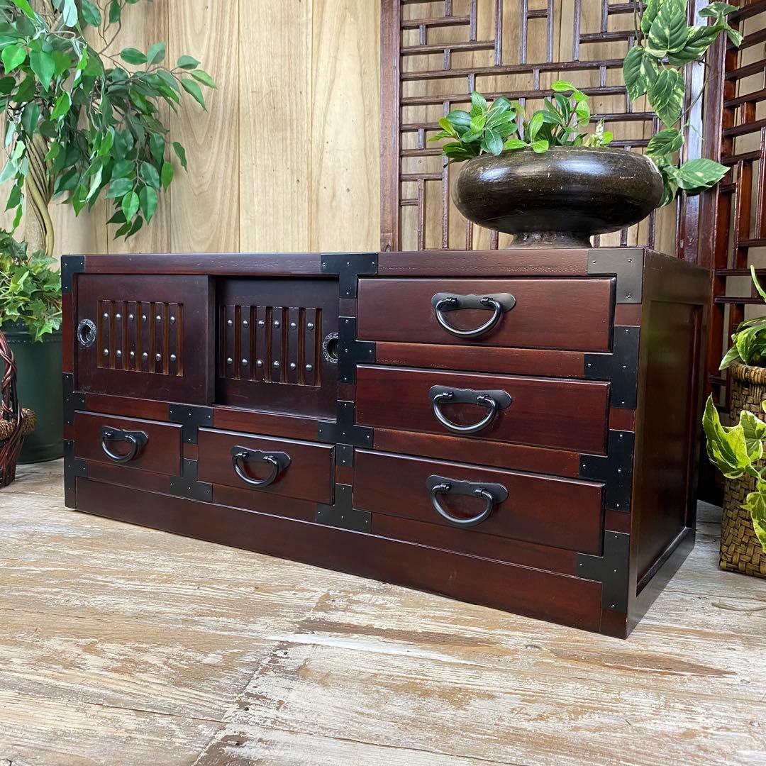 ラスト一台！民芸家具桐材天然無垢和引き戸付きチェストテレビ台飾り棚収納和箪笥木製 imgrc0089701030.jpg