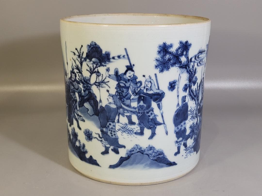 中国 青花 武人紋 紙 筆筒 時代物 古美術 DT442 青花ミニ筆筒・紙鎮セット - 書道用具専門店 西本皆文堂 オンライン