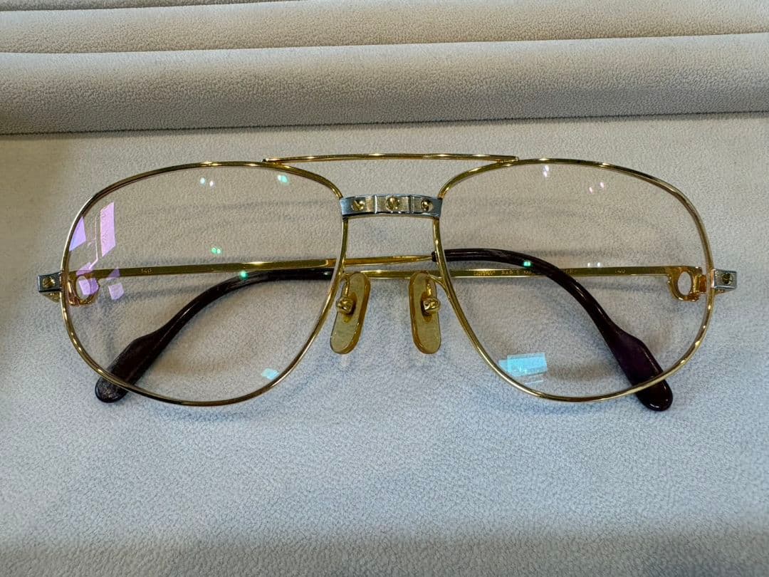 【中古】Cartier カルティエ 眼鏡 ヴィンテージ ツーブリッジ サントス 楽天市場】Cartier カルティエ サントス ツーブリッジ ティアドロップ