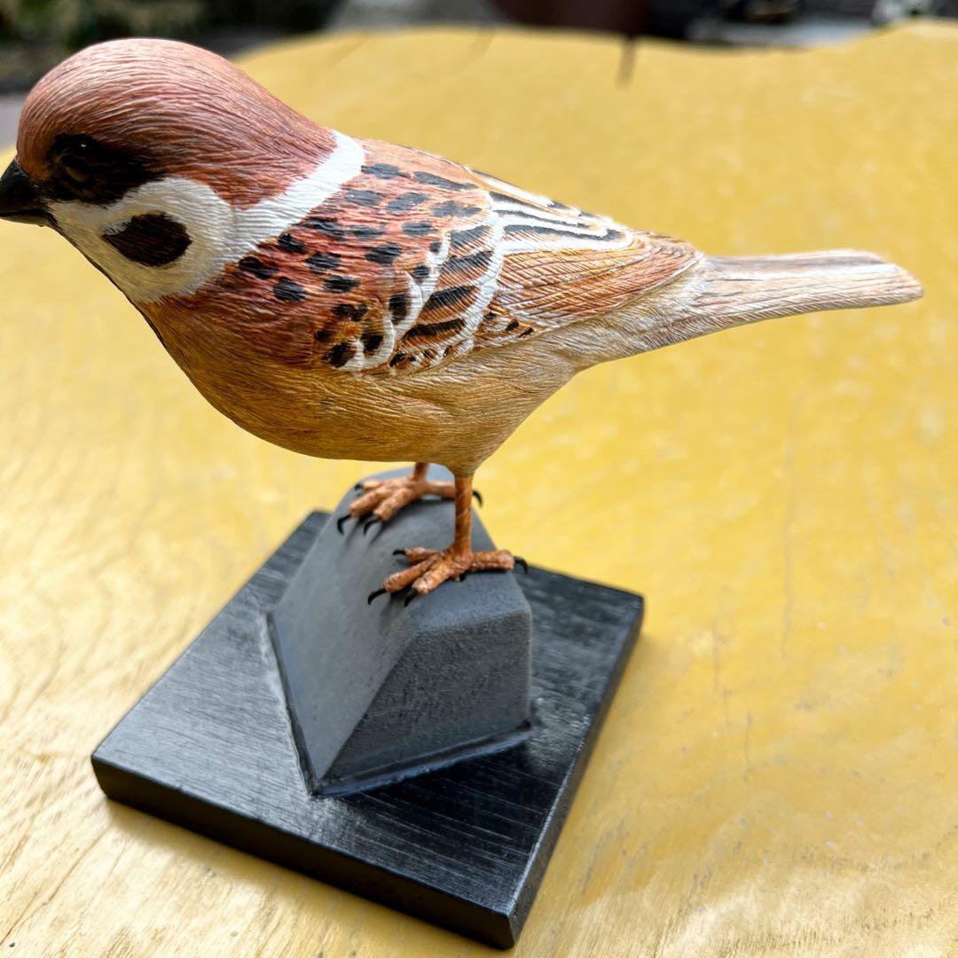 期間限定SALE】送料無料 バードカービング 木彫り すずめ 彫刻 野鳥
