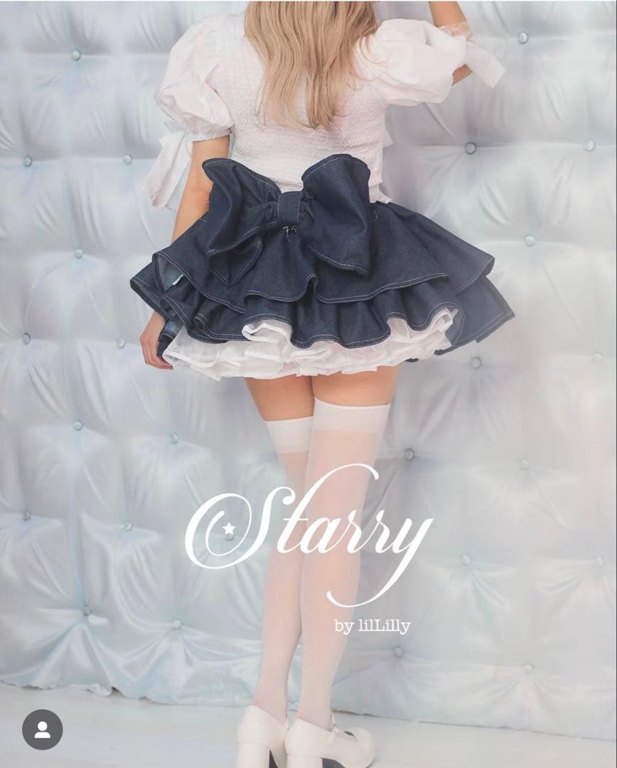 Starry by lilLily バックリボンデニムスカート リルリリー Starry⭐︎フリルデニムミニスカート | lilLilly official webstore