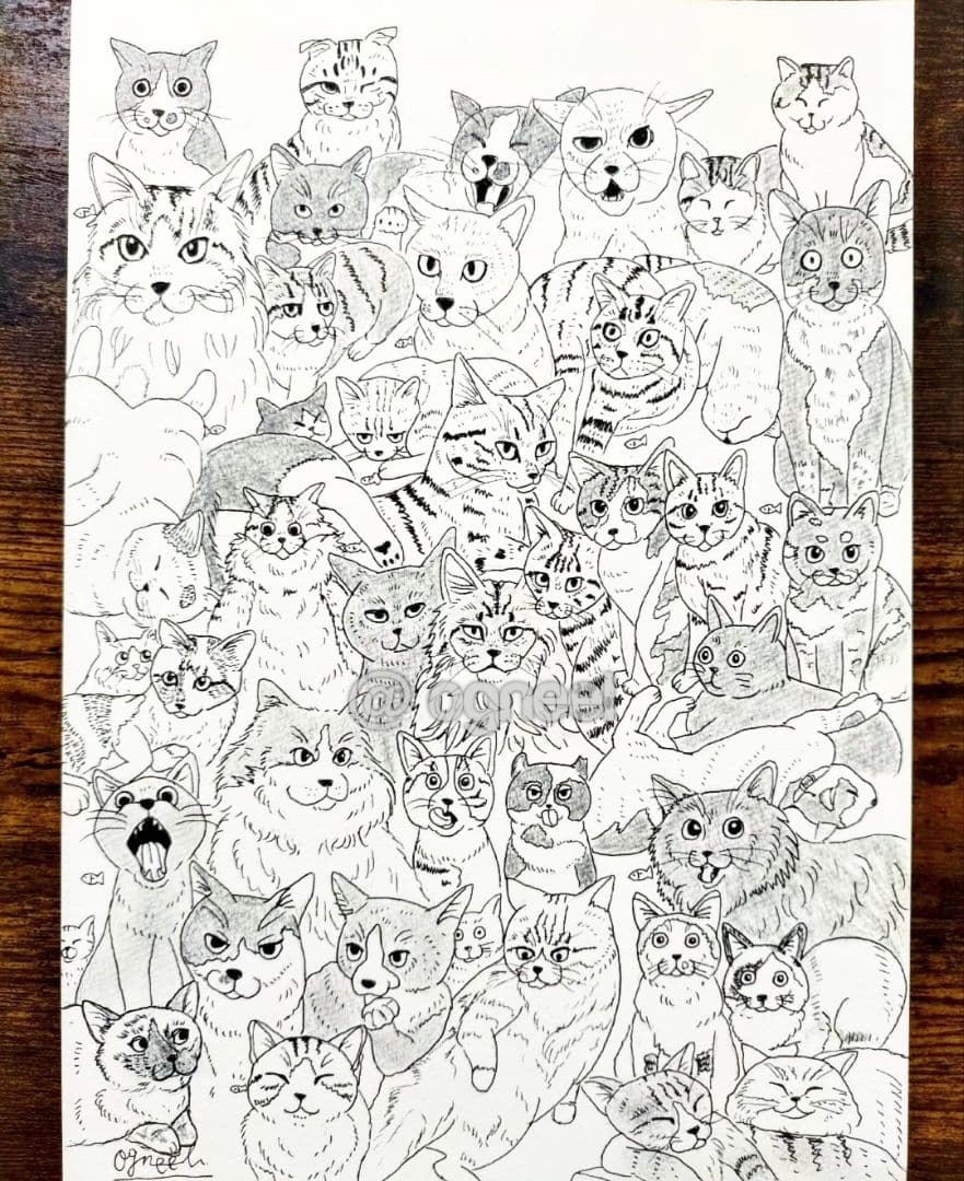 空*猫様 【第1弾　猫ちゃん大集合！】ペン画　原画　一点もの 705a47db96f55c46f3277dcb0cb690