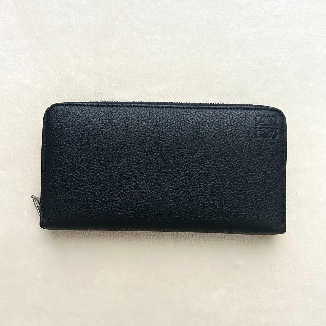 極美品 LOEWE ロエベ 長財布 ラウンドファスナー アナグラム レザー 黒