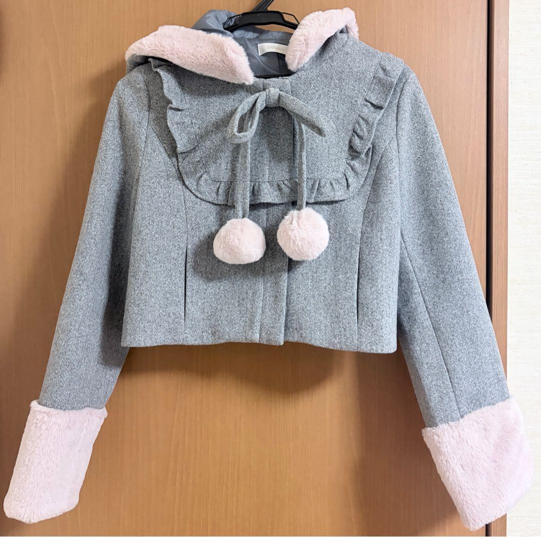 pium ピウム ぴうむ ファーリボンヨークフリルショートコート 量産型