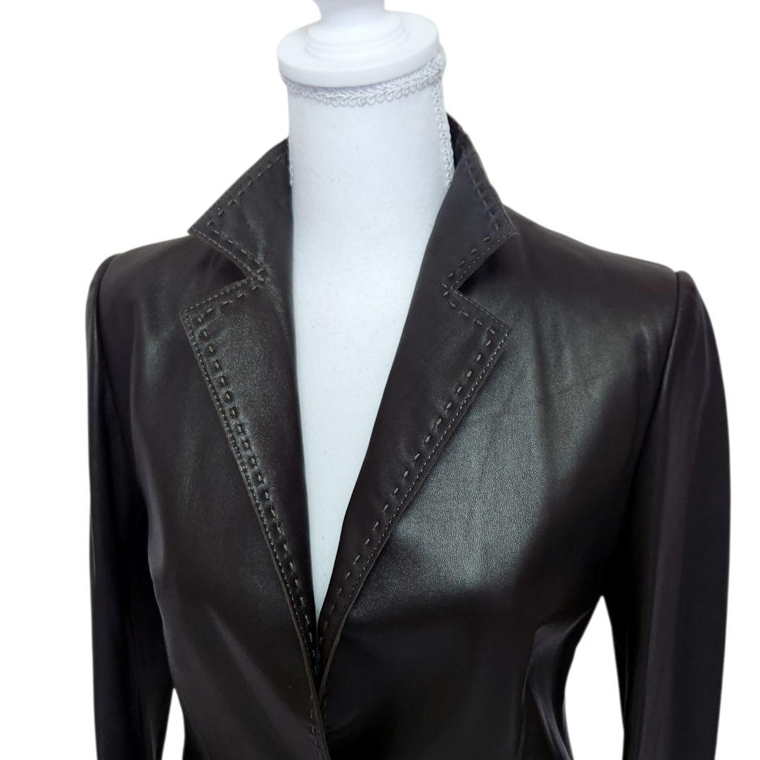 美品】BALMAIN バルマン 羊革 スタンドカラー レザージャケット 総柄