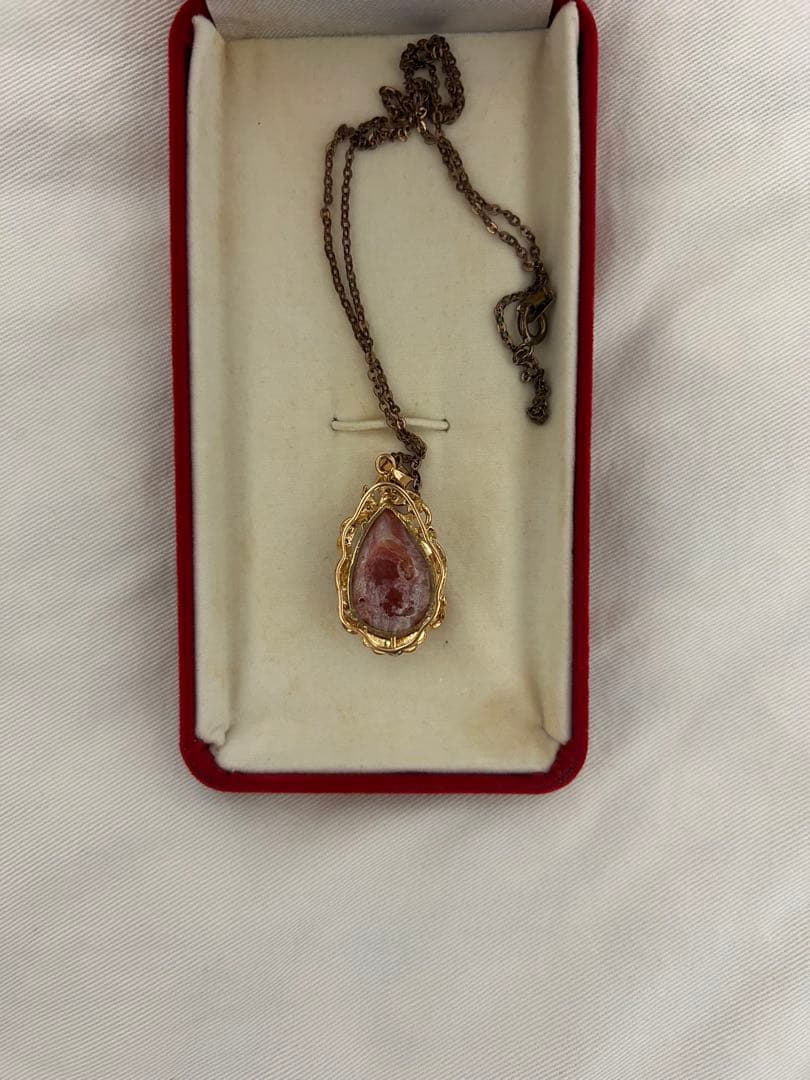 K18 インカローズ ペンダントトップ しずく型 天然石 18KL刻印あり