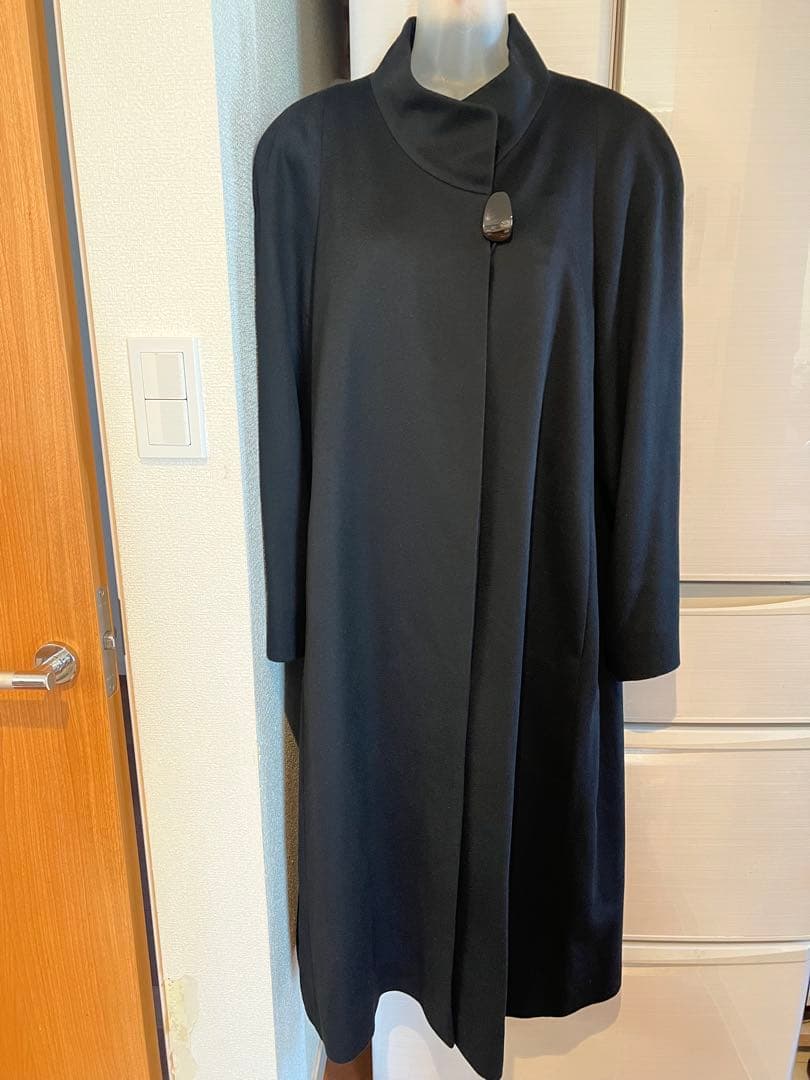 極美品YELL MIWA PIACENZA 極上カシミヤ100% ロングコート黒 美品/エールミワ YELL MIWA カシミヤコート 表記 9号 M 相当 黒