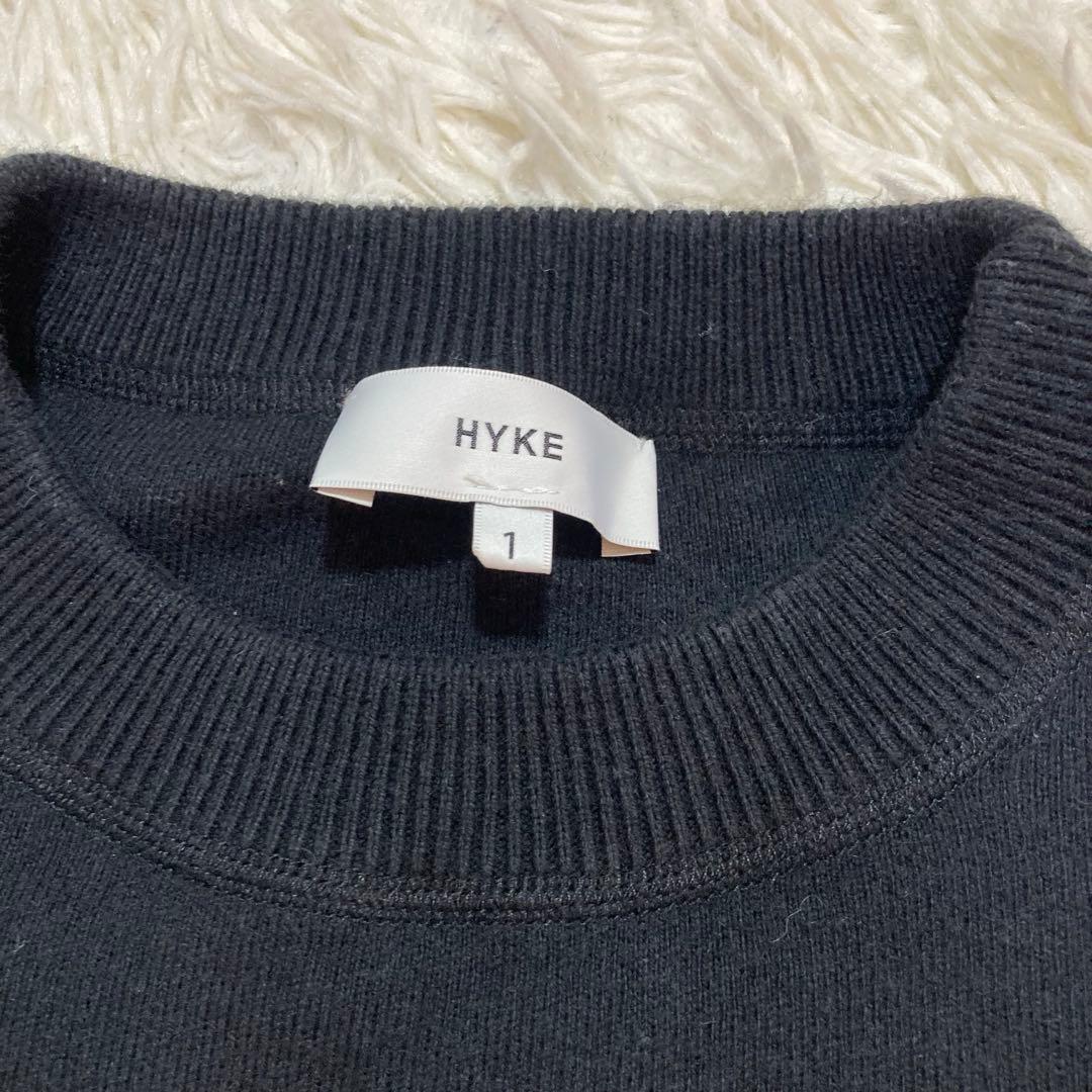美品 HYKE ハイク カシミヤニット 黒 クルーネック ストレッチ性 20AW