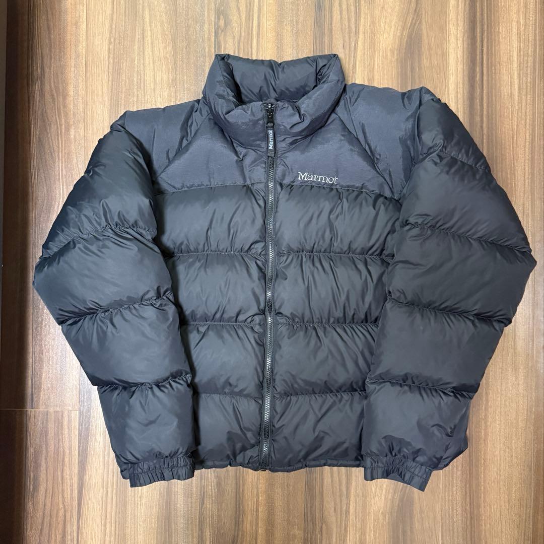 90s Marmot ダウンジャケット ブラック Mサイズ ドローコード付き 90s Marmot Parbat Down Parka 黒 M マーモット パルバット ダウン