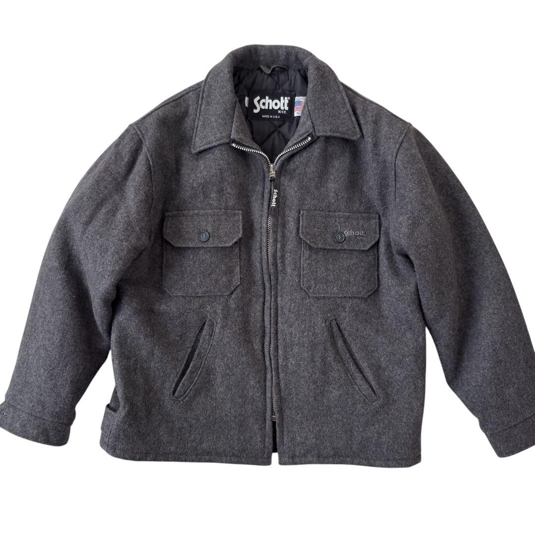 Schott ショット ウール ジャケット シングルライダース グレー LL Schott N.Y.C（ショット） SCHOTT 641 スタンドカラー シングル