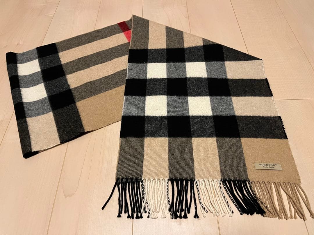 BURBERRY　バーバリー　マフラー　カシミア100％　大判マフラー　キャメル バーバリー BURBERRY マフラー チェック カシミア100％ レディース