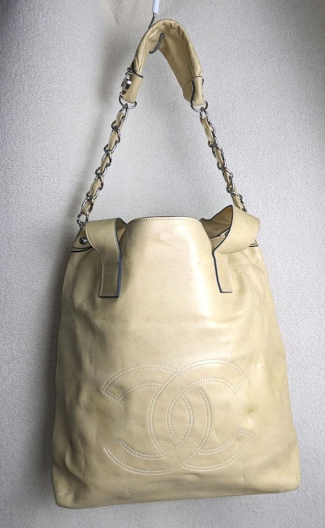 シャネル カーフレザー ハンドバッグ クリームイエロー CHANEL ココマーク Chanel 25 ミニ ハンドバッグ、スエード カーフスキン、イエロー