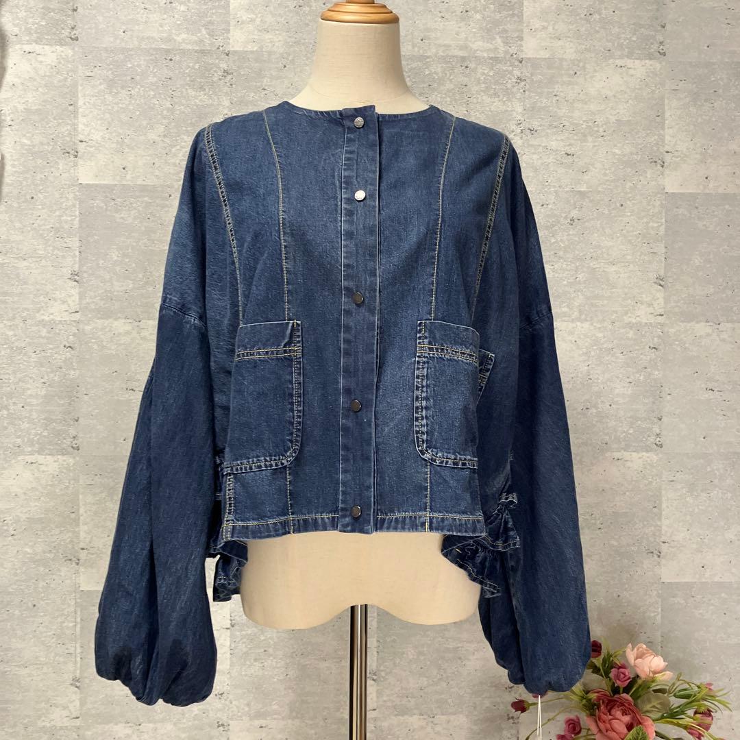 【新品】ayaneアヤン ダンガリーバックフリルブルゾン 2025ss