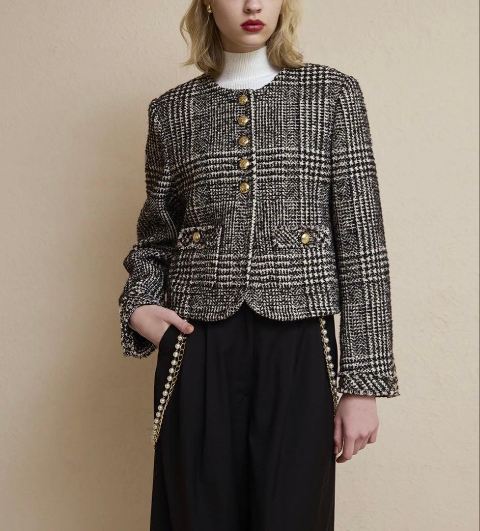 eimy istoire ツイードノーカラージャケット ツイードノーカラージャケット