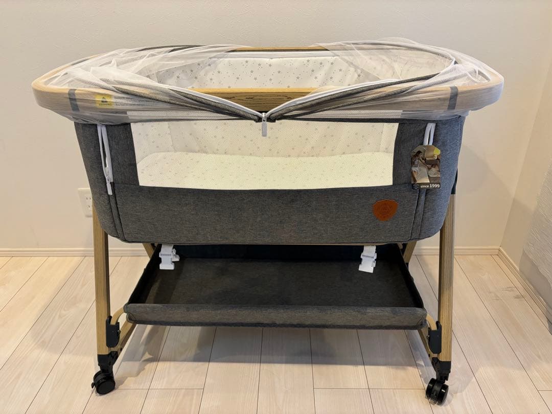 HZDMJ ベビーベッド グレー 折りたたみ　蚊帳付き HZDMJ ベビーベッド 折りたたみ ミニ 持ち運び ゆりかご 多機能 添い寝