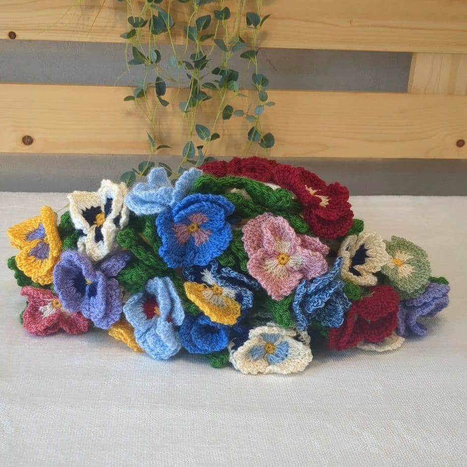 ブーケブランケット 花束 ハンドメイド パンジー リボン - メルカリ