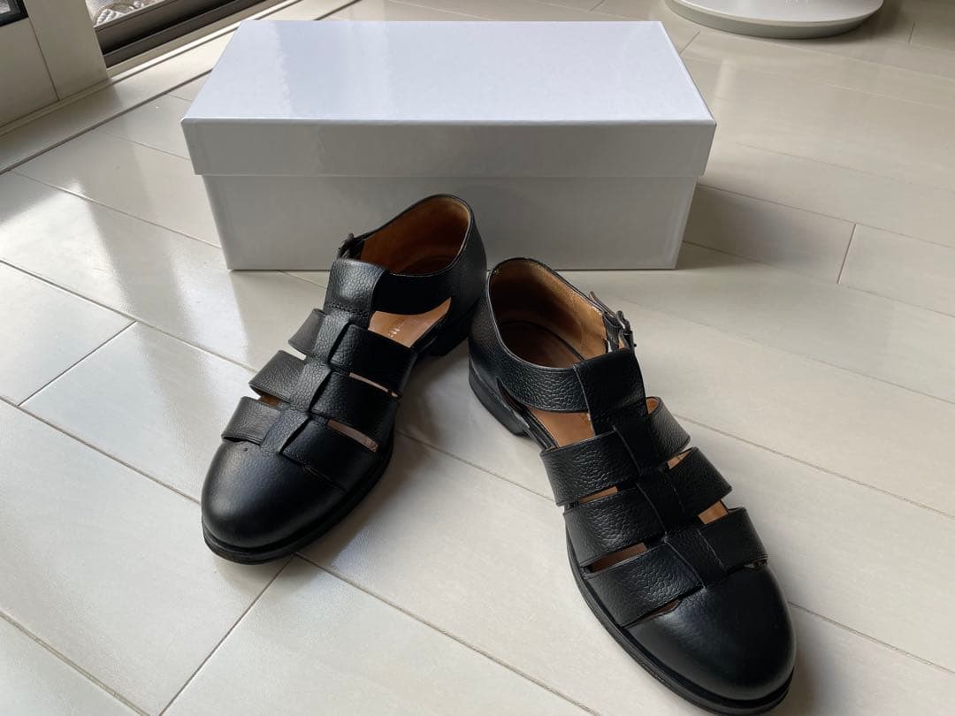 【美品】フラテッリジャコメッティ グルカサンダル ブラック レザー 箱有り F.LLI GIACOMETTI（フラテッリ ジャコメッティ） F.LLI Giacometti