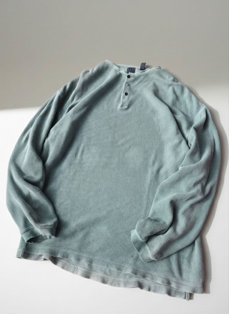 90s OLD GAP “雰囲気系\" リブ編み　ヘンリーネック　サーマル 90's old GAP Henry-neck Sweatshirt SIZE L 90年代 オールドギャップ