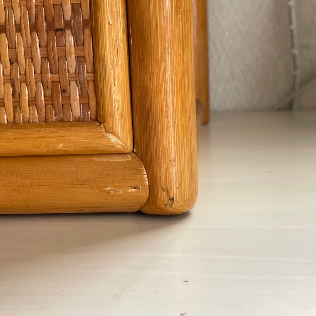 ラタン 籐 卓上ドレッサー ミニドレッサー 化粧台 レトロ ミラー