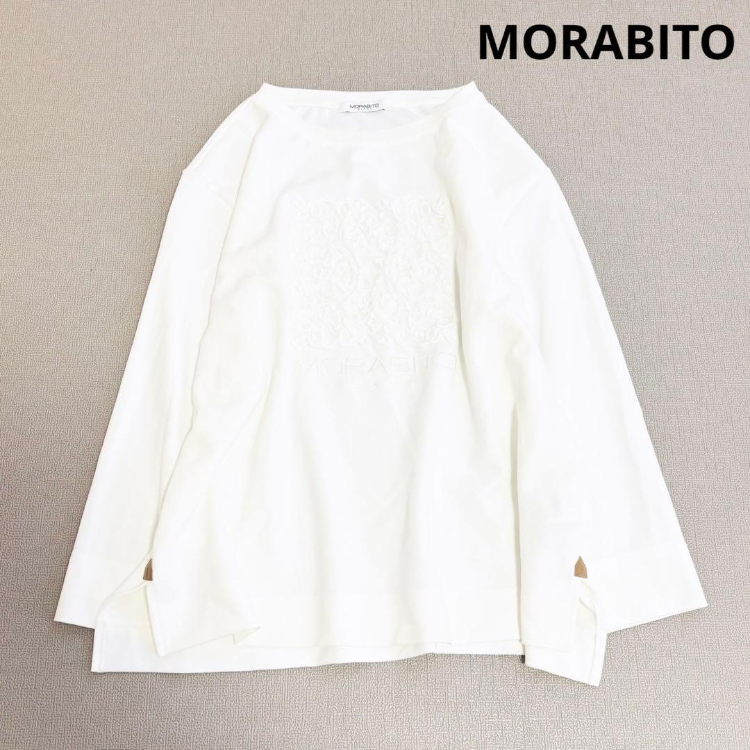 MORABITO モラビト カットソー 刺繍 スパンコール ホワイト 38 - メルカリ