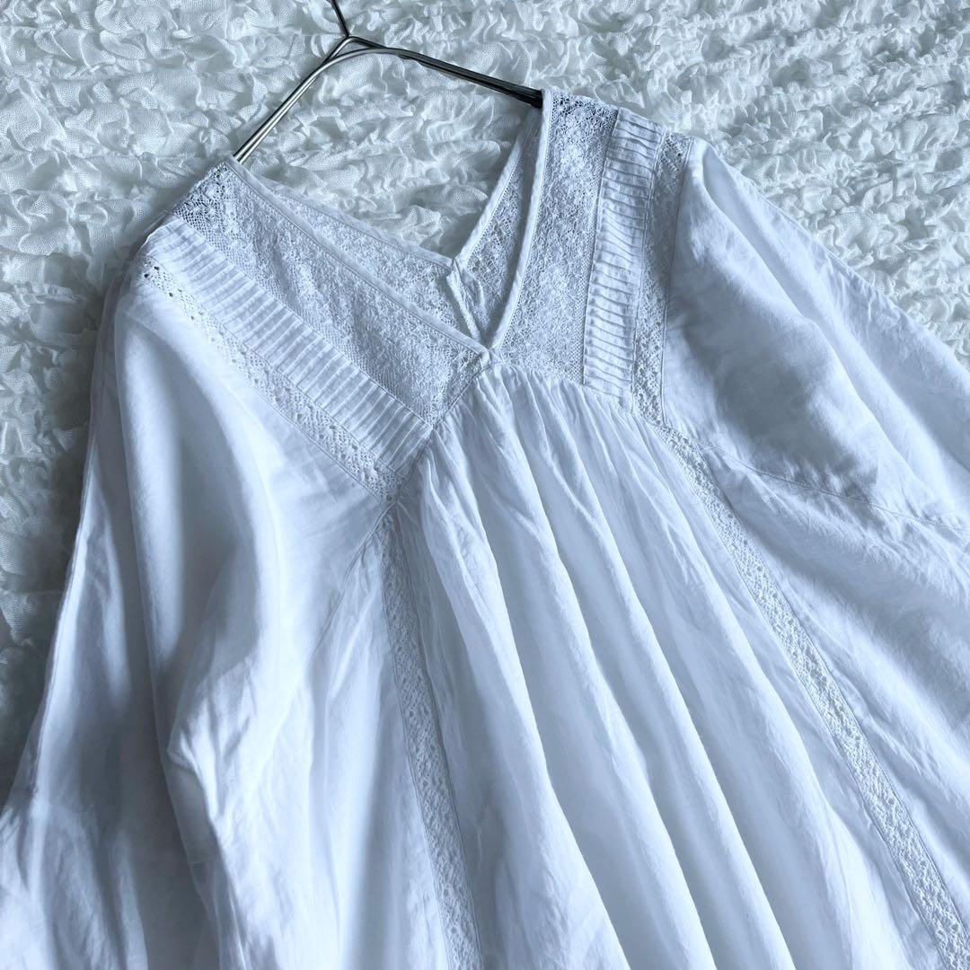 ヌキテパ コットンボイルレースピンタックドレス インドコットン100%