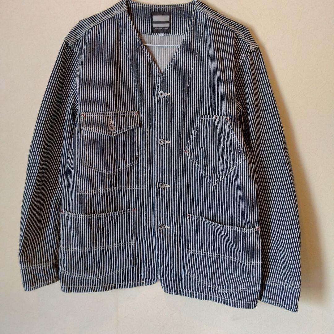 MOMOTARO JEANS ストライプ ノーカラージャケット 42 001 STANDARD DENIM JACKET 14.7oz – MOMOTARO JEANS
