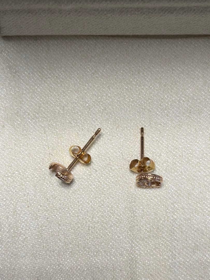 AVARON K18 ダイヤモンドピアス クレセント 三日月 ピンクゴールド