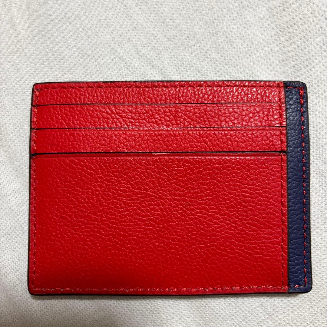 COACH レザー カードケース レッド/ネイビー - メルカリ