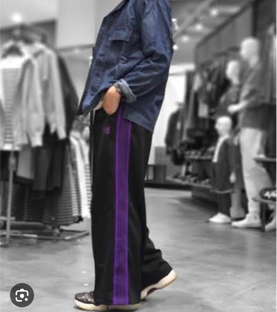 needles トラックパンツ 黒紫 ストレート - メルカリ