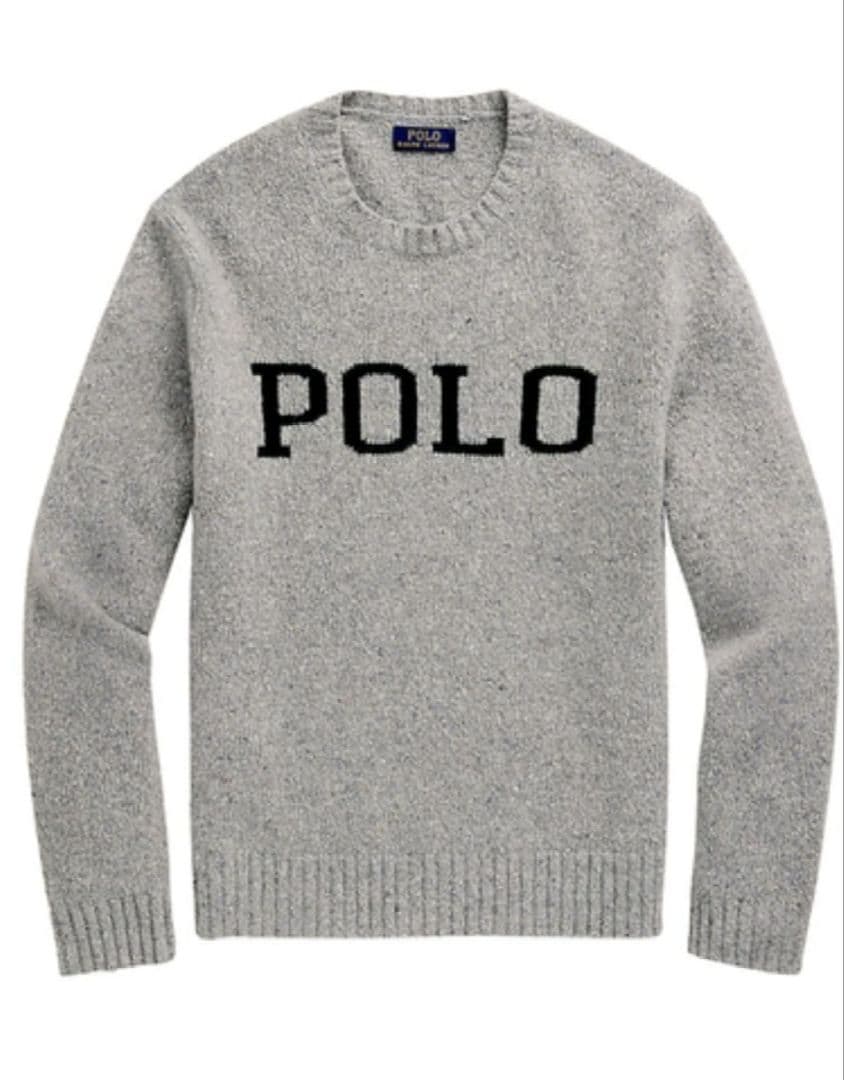 極美品ポロラルフローレン POLOロゴ ニット セーター グレー L 現行