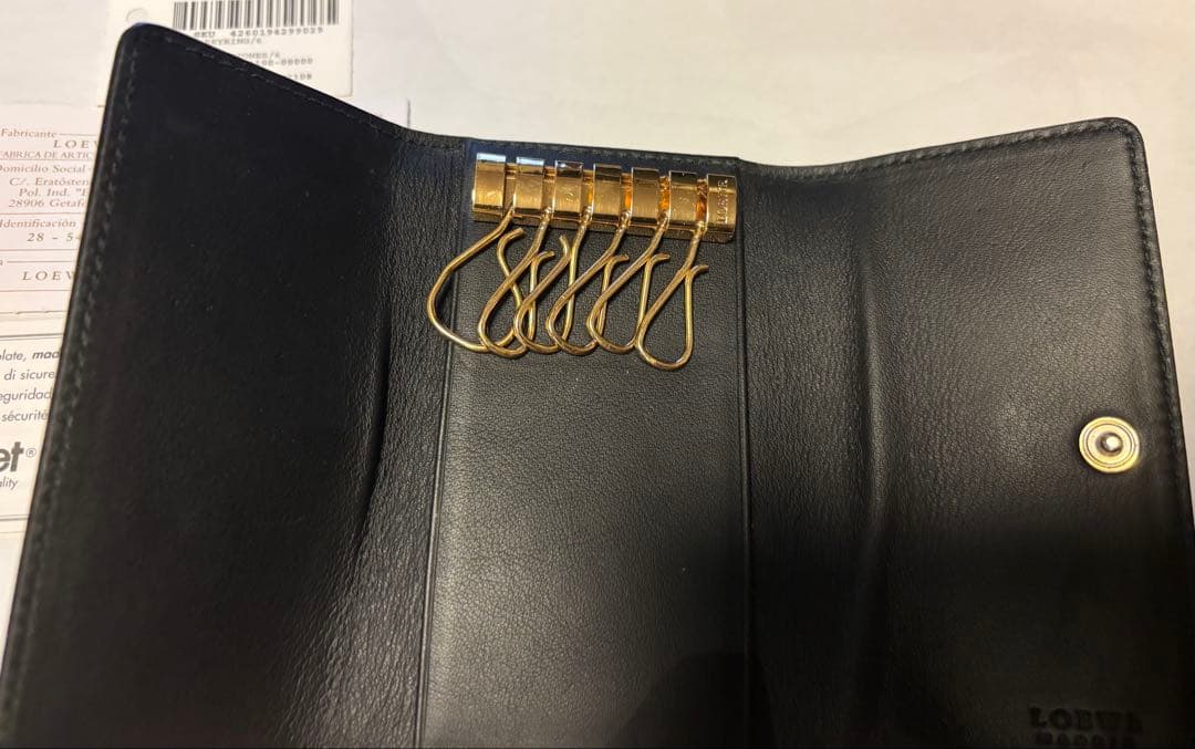 LOEWE ロエベ小物アナグラム6連キーケース カーフスキンブラック