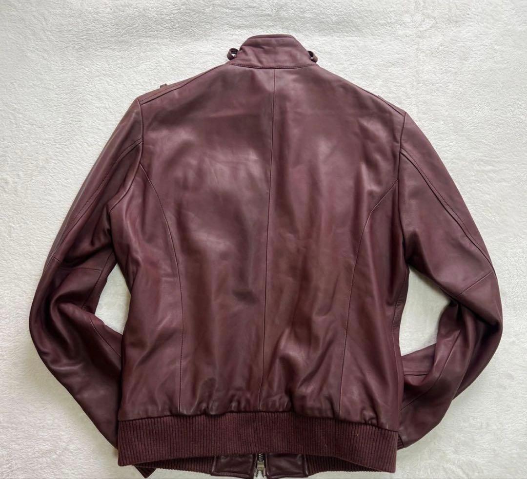 ムッシュニコル レザージャケット 羊革 革ジャン 48 ボルドー - メルカリ
