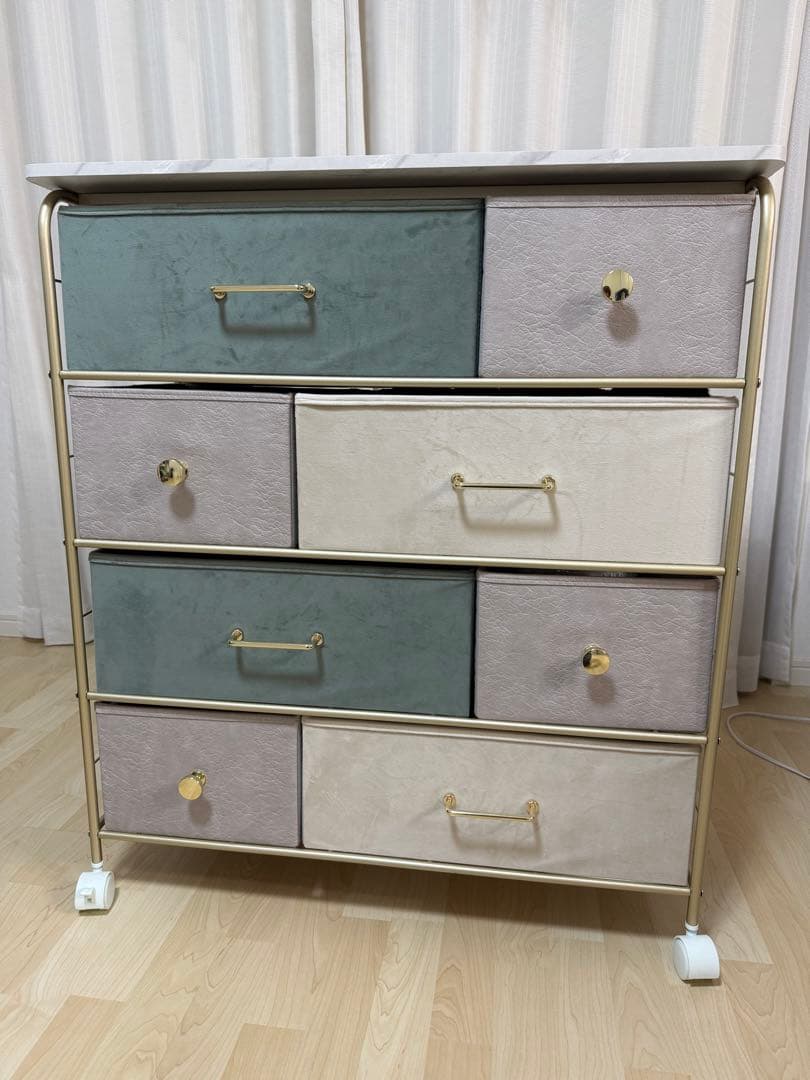 チェスト　東京インテリア　フランフラン 4段チェスト80W IF KT7686-4GN グリーン ゴールド【お客様組み立て商品