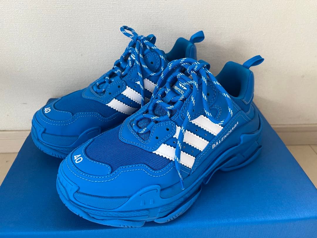 バレンシアガ × アディダス トリプルS 青 ブルー 40 - メルカリ