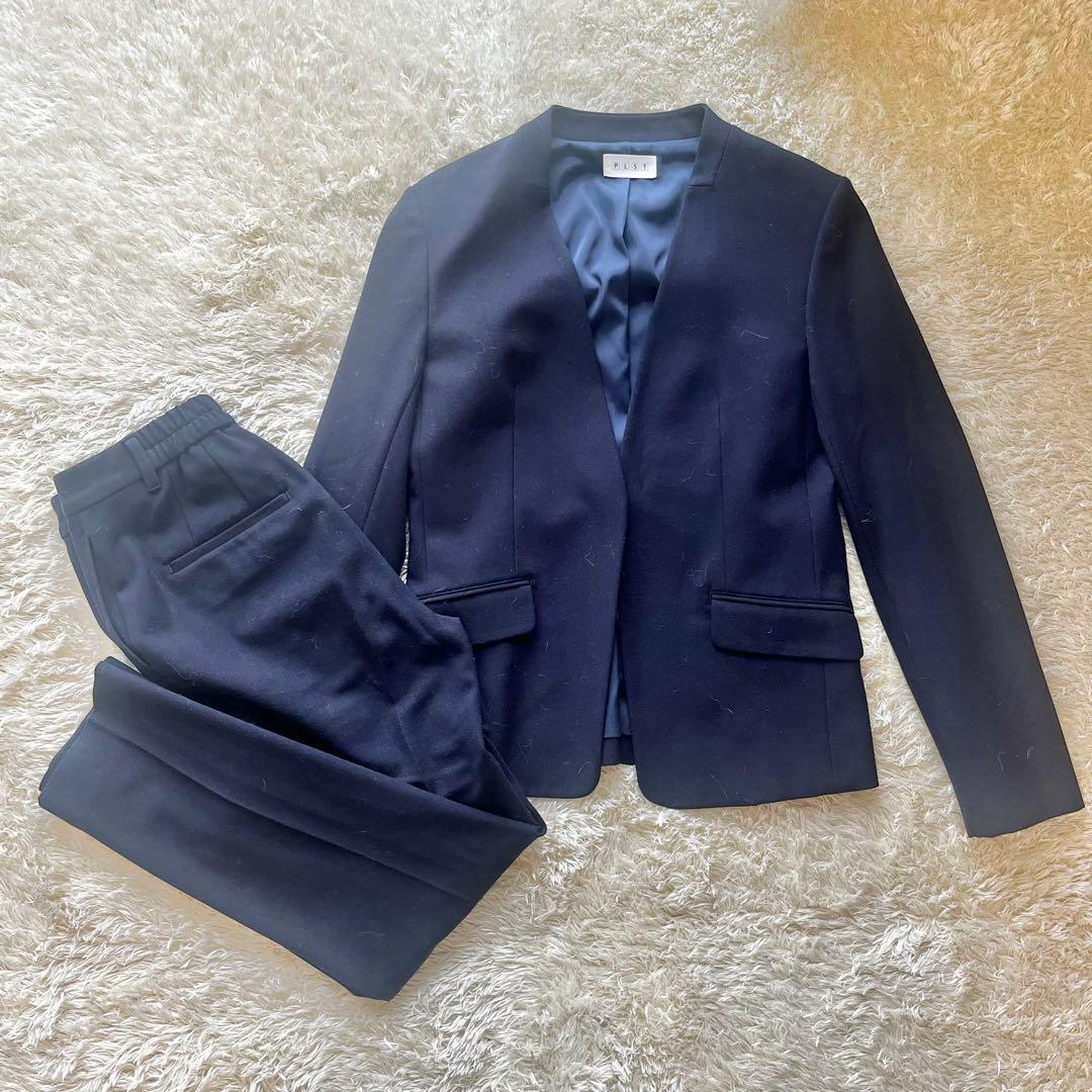 PLST スーツセットアップ　ウォームリザーブ　　　ジャケット　パンツ　ネイビー PLST(プラステ)公式 | レディースのスーツ (ウォームリザーブ)