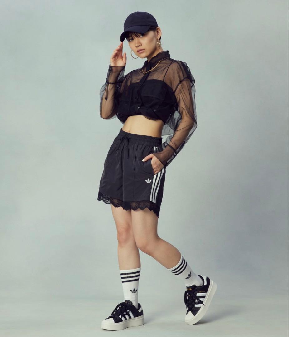 ZOZO限定】レーストリム スリーストライプスショートパンツ/アディダス