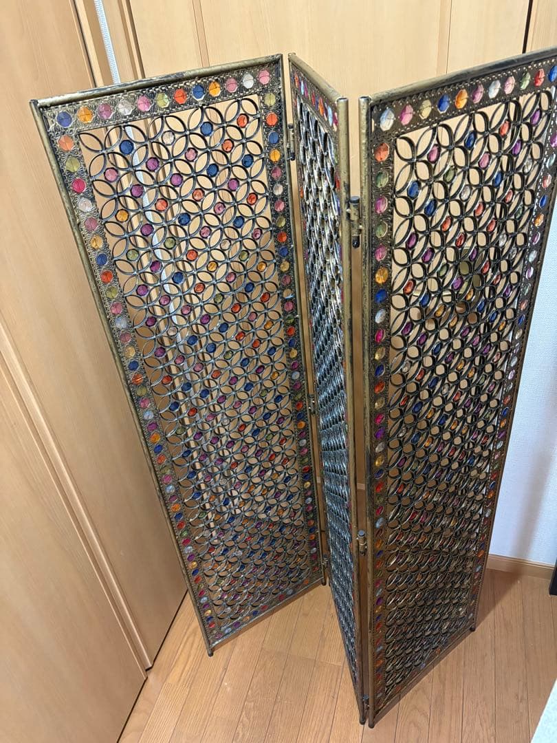 S*i様 ビーズパーテーション　アンティーク　3連 楽天市場】パーテーション アイアン 間仕切り パーティション3連