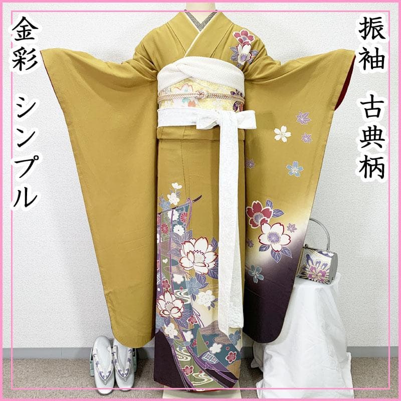 507z54☆振袖 古典柄 金彩 シンプル モダン 桜 熨斗☆美品 成人式結婚式 TAKAZENの振袖 /ピンク色/古典/桜柄/ 最新作高級古典 ピンク 桜柄 関芳