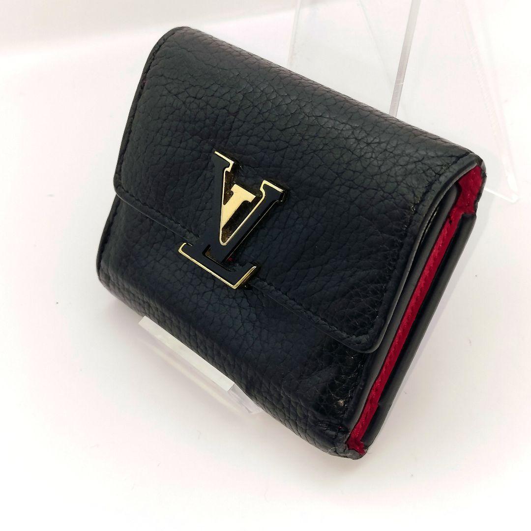 新型RFID式】ルイヴィトン カプシーヌ XS ブラック ピンク 三つ折財布