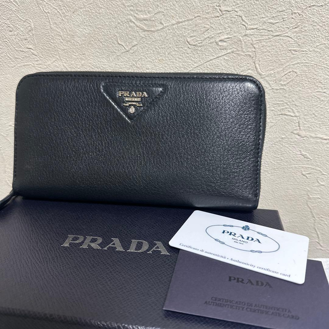 美品 PRADA ブラック 長財布 認証カード付き PRADA（プラダ） 長財布 日本未発売 PRADA 1MH037 PORTAFOGLIO PATTINA