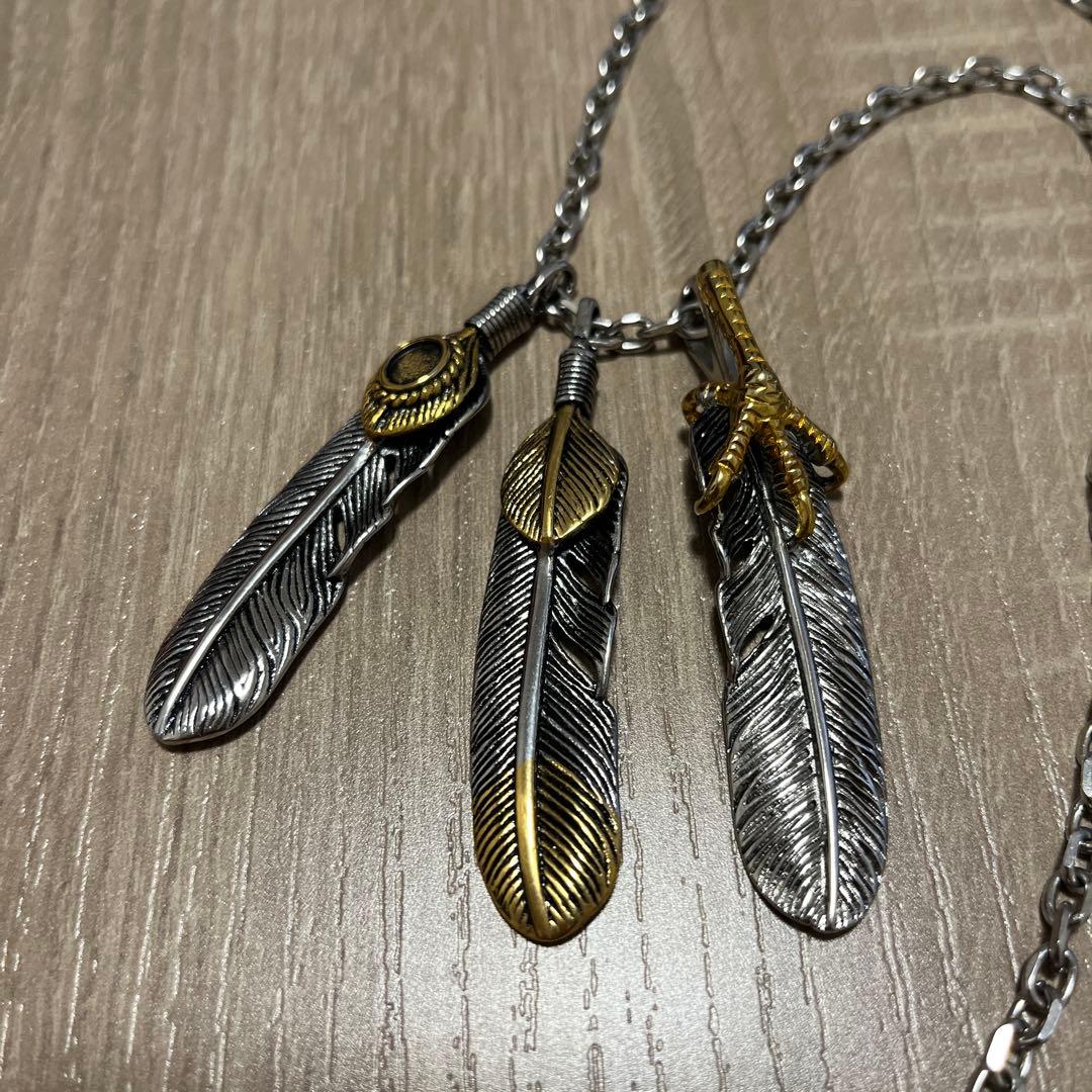 羽根モチーフ ネックレス シルバー ゴールド - メルカリ