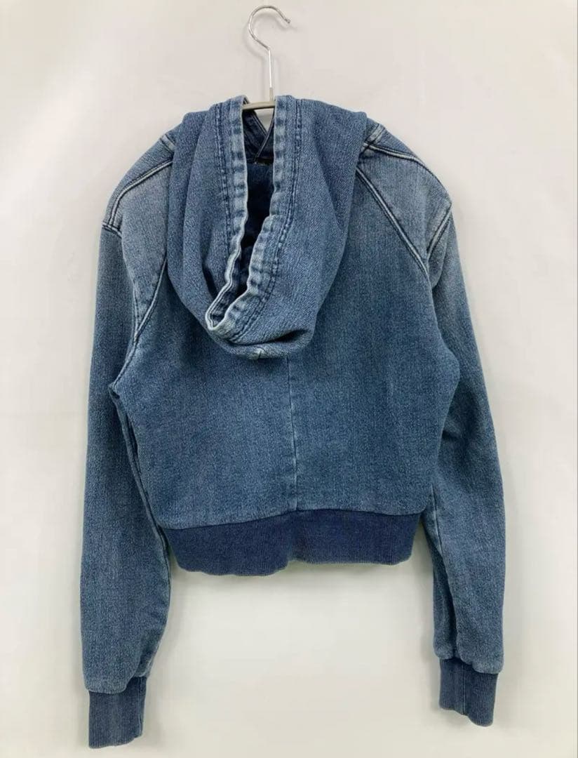 DIESEL デニムブルー フード付き クロップドパーカー - メルカリ