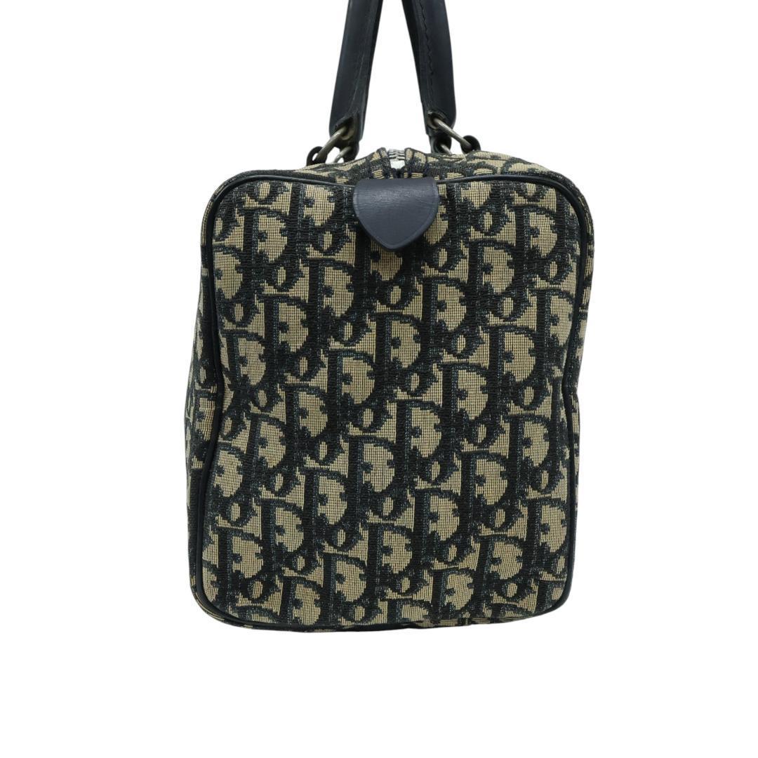 美品 Dior ディオール ミニボストン ハンドバッグ トロッター ネイビー