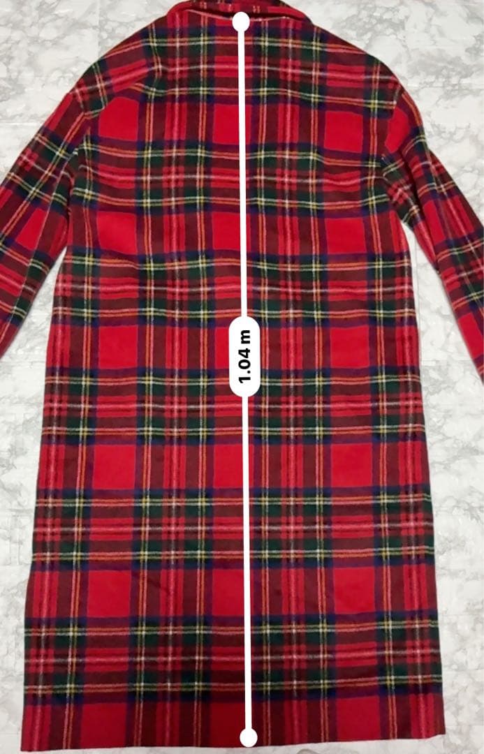 ZARA TRF タータンチェック柄 ロングコート チェスターコートS〜M赤