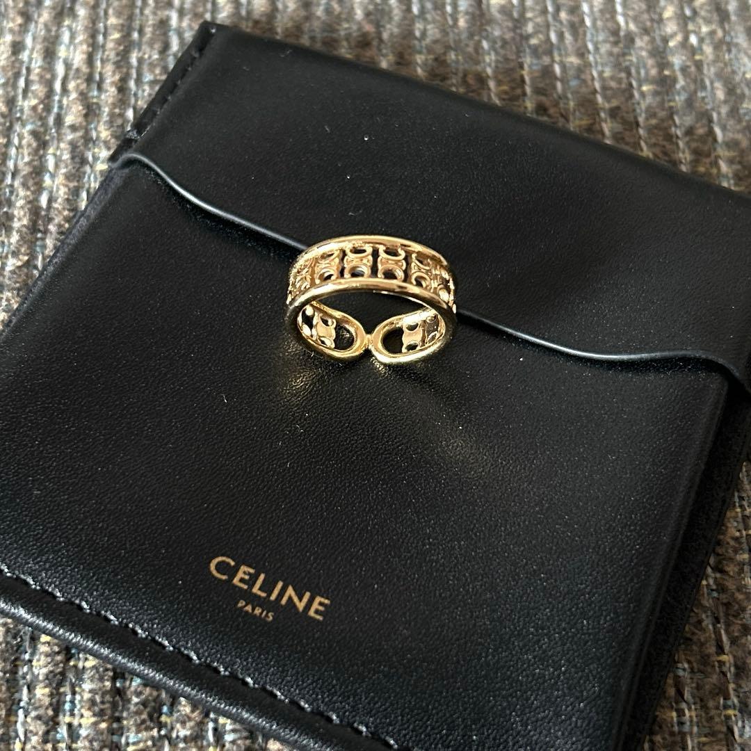 【美品】CELINE セリーヌ トリオンフ マルチリング ゴールド サイズ52 CELINE - セリーヌ マイヨン トリオンフ マルチリング / ゴールド